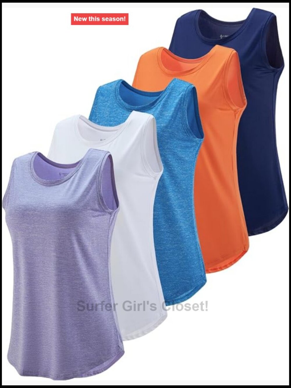 5 Pack Women's Wide Strap Workout Tank Tops Quick Dry Racerback Athletic Tanks